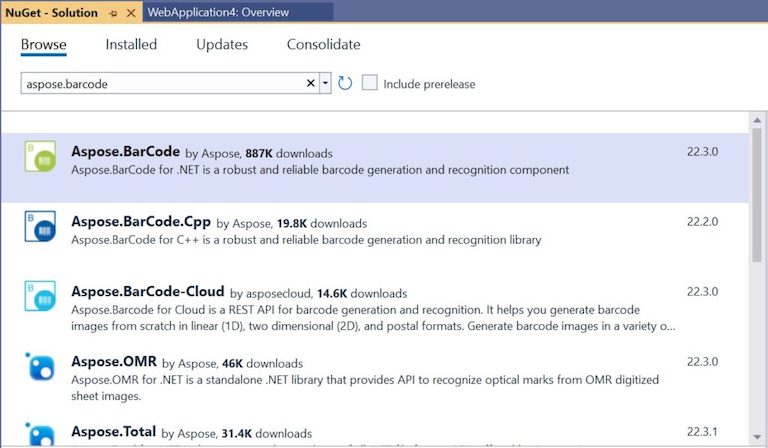 Install Aspose.BarCode for .NET