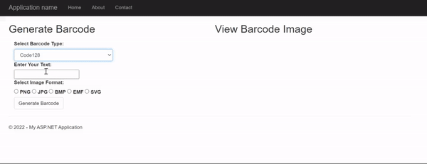 Demo ASP.NET MVC Barcode Generator